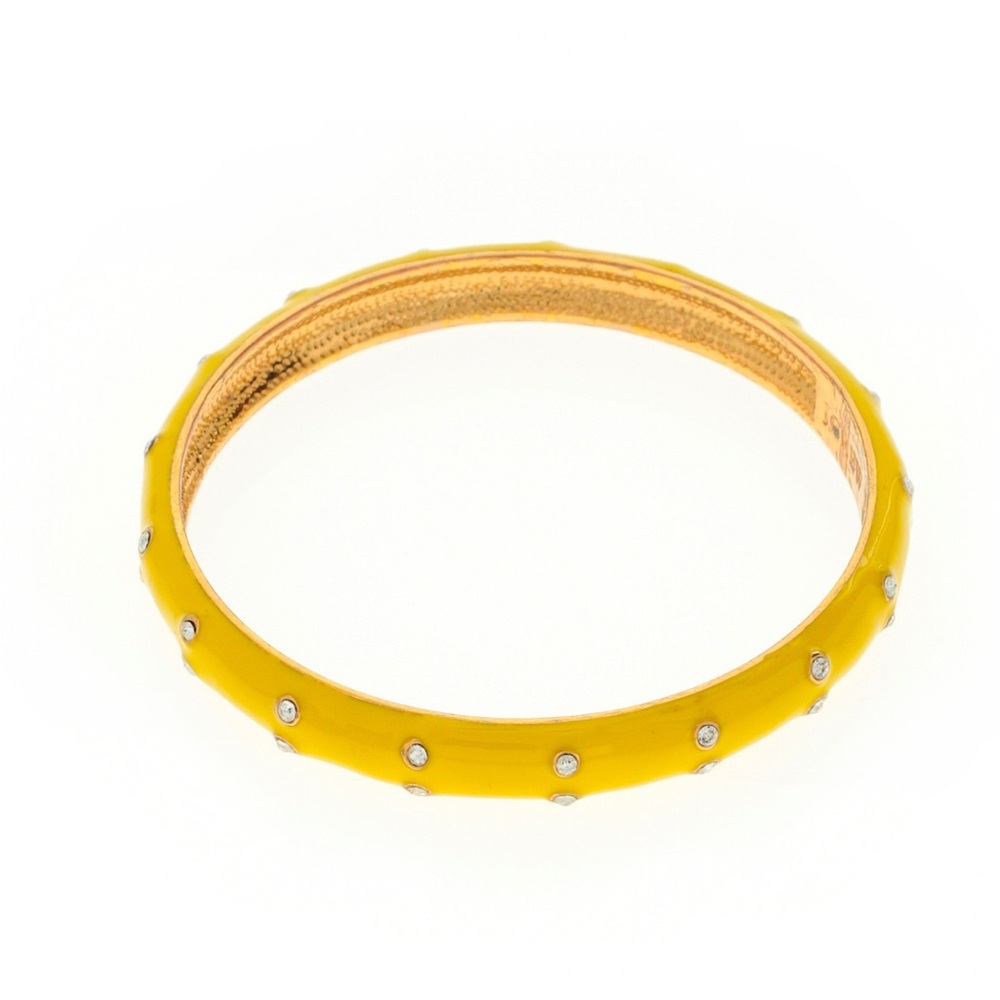 J. Crew yellow & gold enamel bracelet with rhinestone studs. One size fits all.